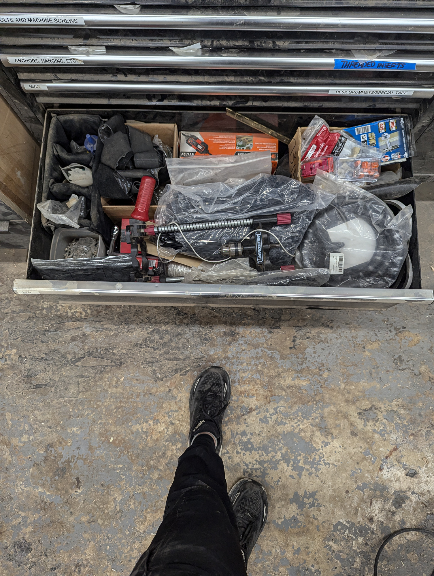Cluttered tool chest before organization system — East Point